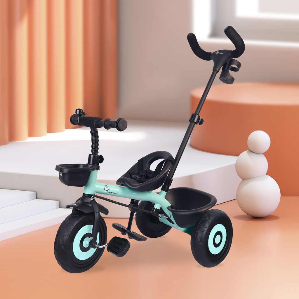 R for Rabbit Tiny Toes T20 Ace Tricycle - 2 in 1, EVA Wheels, Adjustable Parental Control, Cup Holder Lake Blue