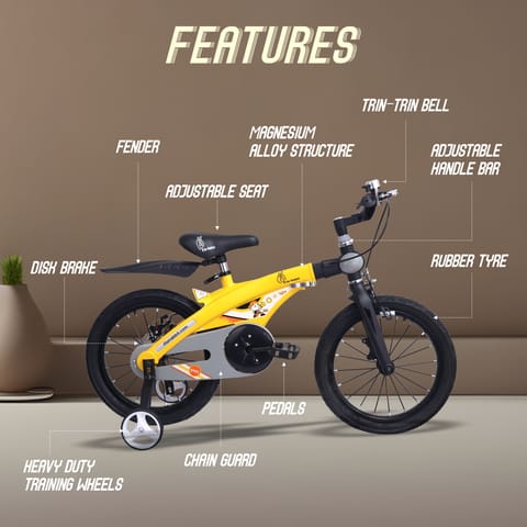 R for Rabbit Tiny Toes Jazz 14T Bicycle - Adjustable Structure, Seat & Handlebar, 90% Installed Yellow