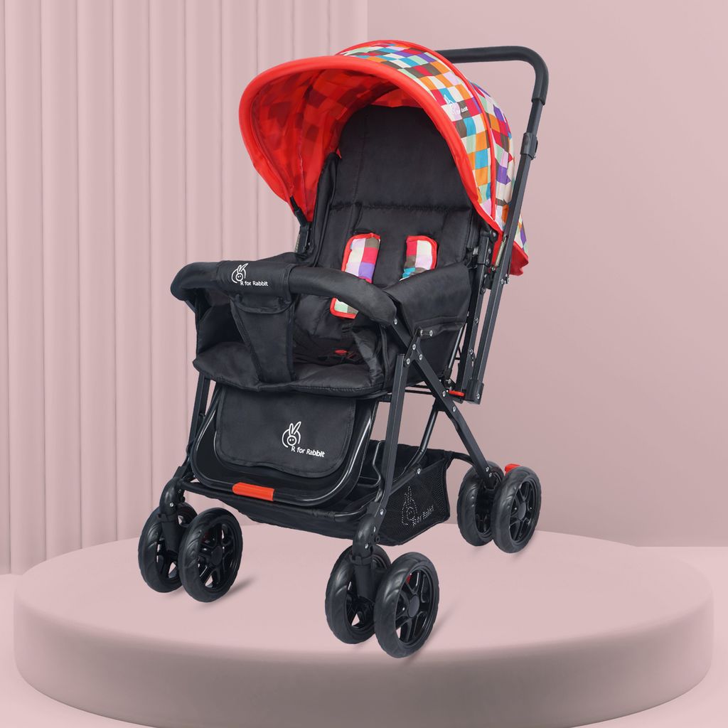 R for Rabbit Lollipop Lite Stroller - Travel Friendly, Easy To Fold, Reversible Handle, Wheel Lock, Adjustable Leg Rest Black Mullti