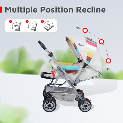 R for Rabbit Lollipop Lite Stroller - Travel Friendly, Easy To Fold, Reversible Handle, Wheel Lock, Adjustable Leg Rest Rainbow