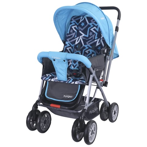 R for Rabbit Kiddie Kingdom Stroller - 3 Position Recline, Easy Fold, Reversible Handle, Rear Wheel Brakes Blue Black