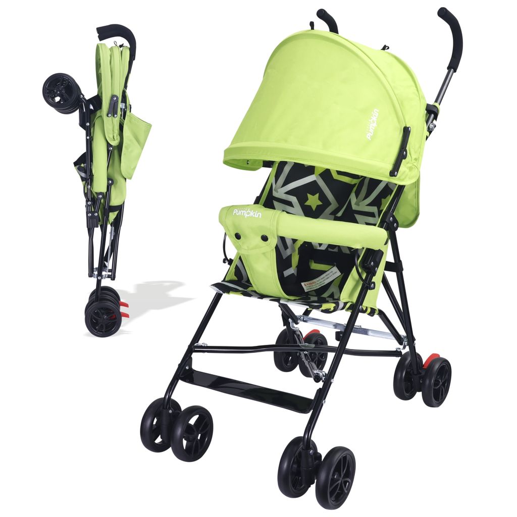R for Rabbit Kiddie Kingdom Buggy Stroller - Fully Adjustable Canopy, Compact Umbrella Fold, Rear Brakes Green