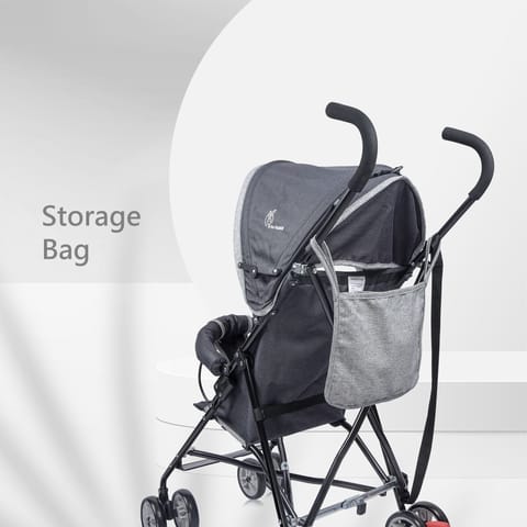 R for Rabbit Pixie Buggy Stroller - Easy To Fold & Store, UV Sun Protection Canopy, Rear Brakes, Storage Bag Black Grey