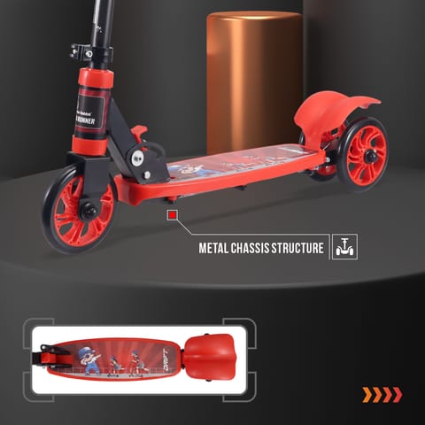 R for Rabbit Road Runner Drift Scooter - Metal Body, 3 Level Height Adjustment, Anti Slip Deck Red Black