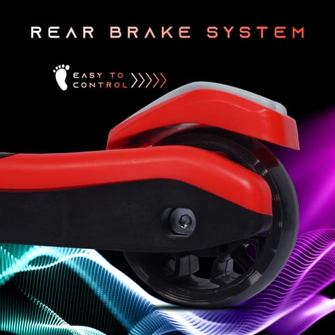R for Rabbit Road Runner Racer Scooter - PU LED Wheels, 4 Level Height Adjustment, Anti Slip Deck Red Black