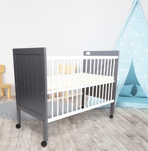 R for Rabbit Wooden Crib Baby Cot With Mattress 3 Level Height Adjustment