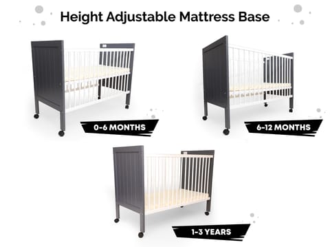 R for Rabbit Wooden Crib Baby Cot With Mattress 3 Level Height Adjustment