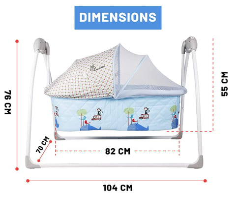 R for Rabbit Lullabies Cradle - Auto Swing With Remote Control, 16 In-Built Soothing Music Tunes, Mosquito Net Baby Cradle Blue