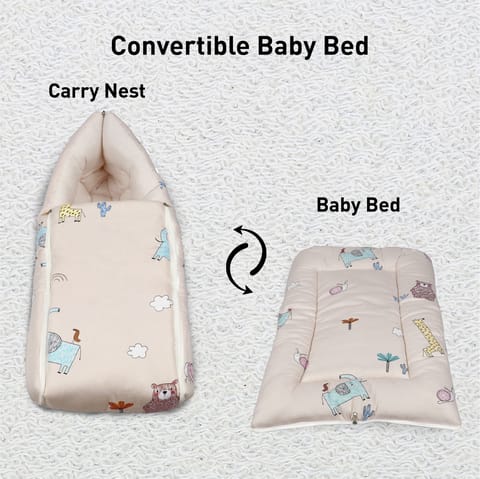 R for Rabbit Snuggy Baby Bed - Easy To Carry, Convertible, High Quality Zip, 100% Natural Cotton Tan Brown