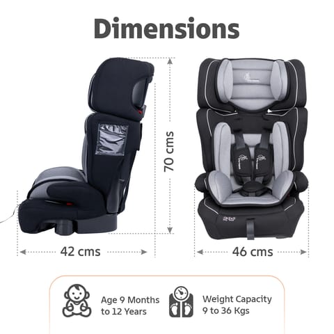 R for Rabbit Jumping Jack Grand Car Seat for 0 to 12 Years Black Grey