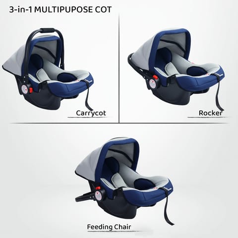 R for Rabbit Cozy 3 In 1 Multipurpose Baby Carry Cot Blue Grey