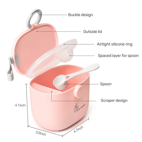 R for Rabbit First Feed Box With Scoop, BPA Free, Leak Proof Pink