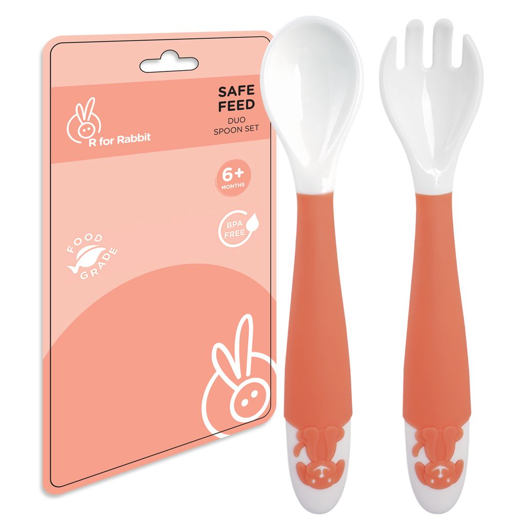 R for Rabbit Safe Feed Duo Spoon Set Orange