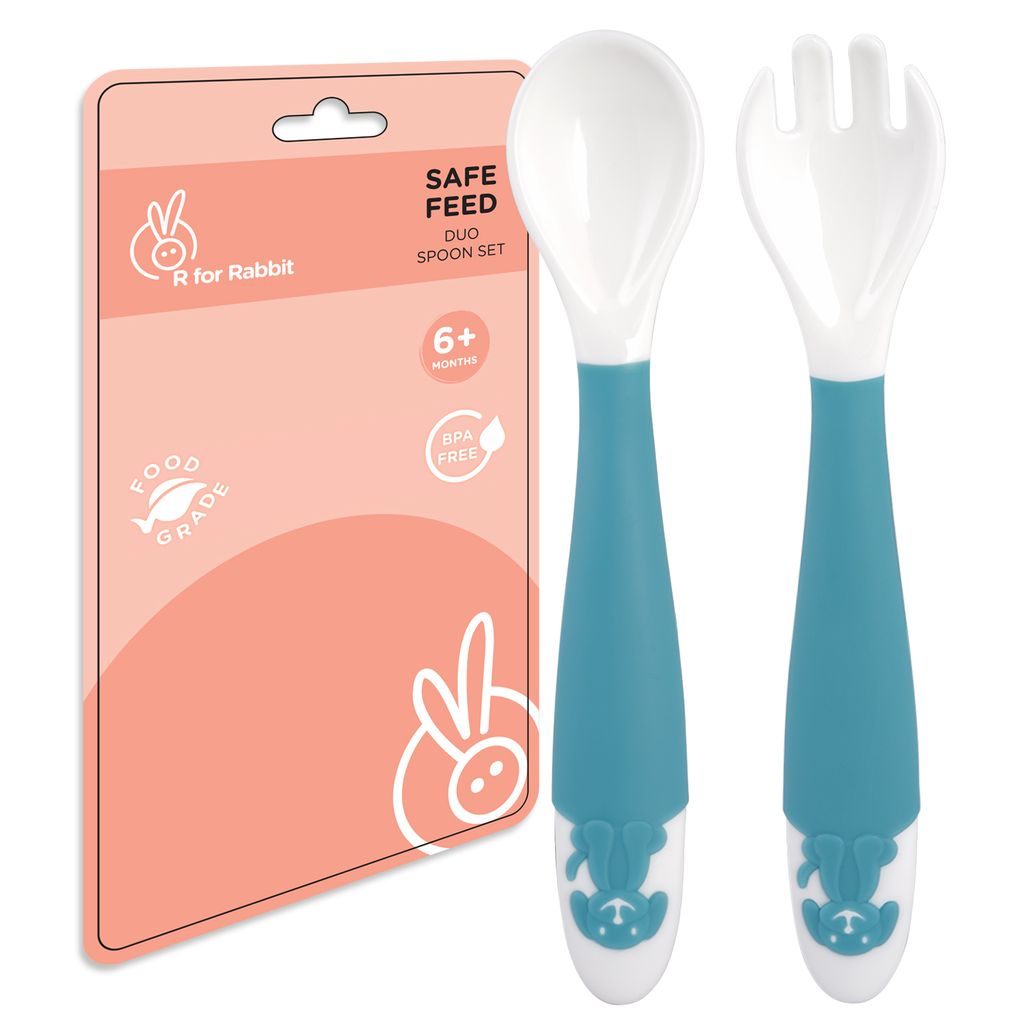 R for Rabbit Safe Feed Duo Spoon Set Blue