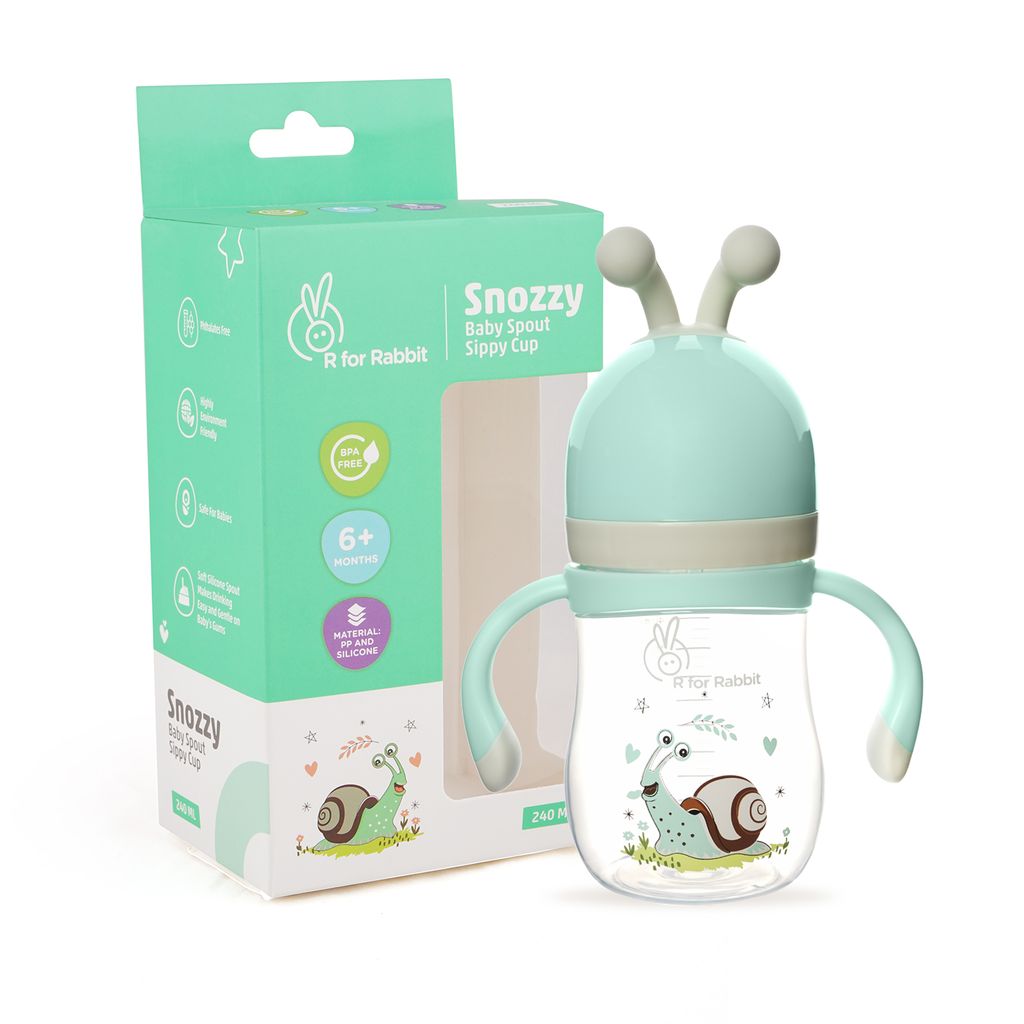 R for Rabbit Snozzy Baby Spout Sippy Cup Bottle 240 ML Green