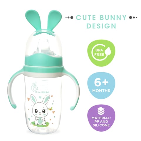 R for Rabbit Bunny Baby Spout Sippy Cup 240ML With Soft Silicon Spout For Baby 6 Months+ Green