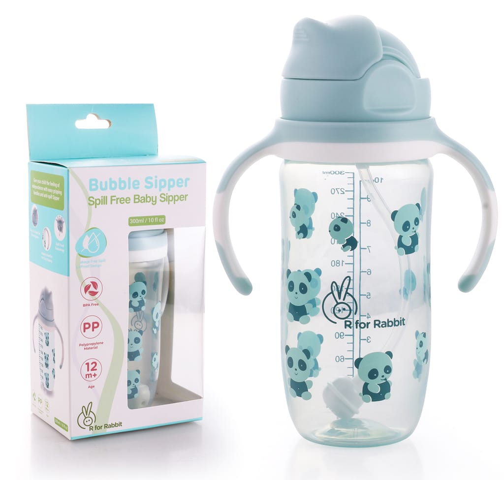 R for Rabbit Bubble Baby Sipper Bottle BPA Free Poly Propylene Material Blue