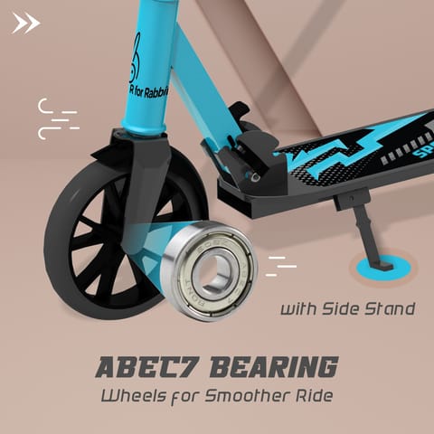 R for Rabbit Road Runner Sportz Scooter - 3 Level Height Adjustment, Easy Fold, Wide Base & Stand Lake Blue