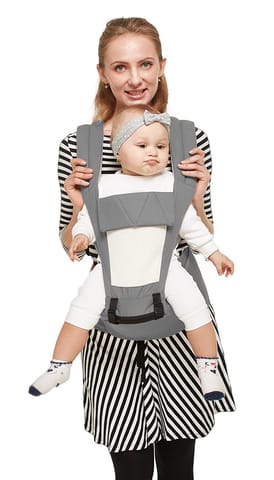 R for Rabbit Upsy Daisy Baby Carrier With 4 In 1 Carry Position, 100% Cotton Fabric Grey Cream