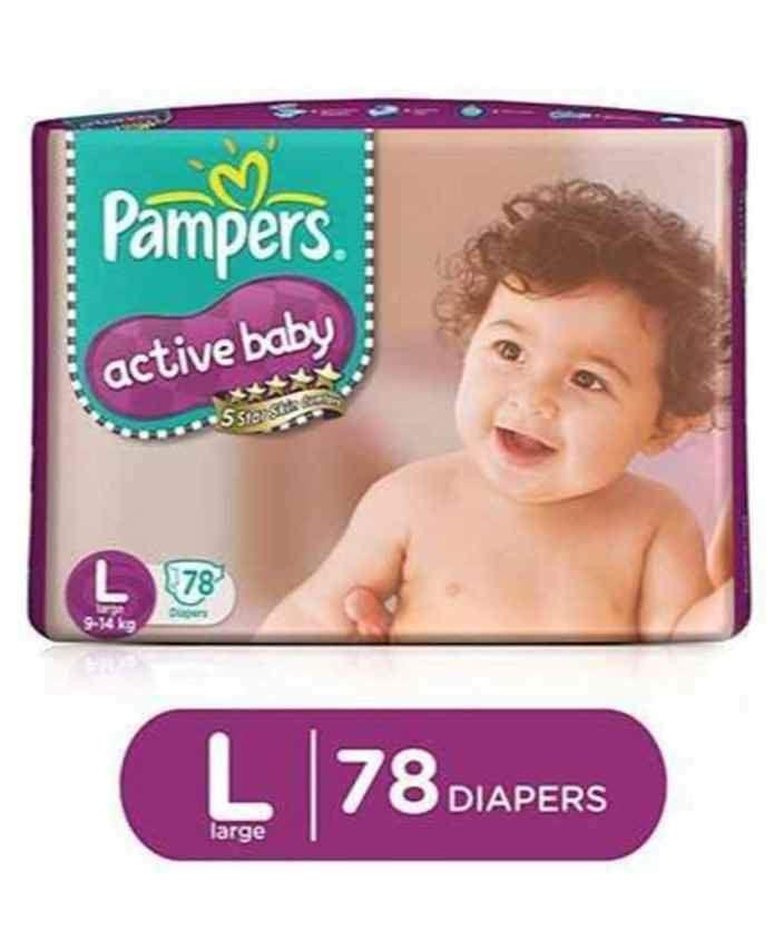 Pampers Active Baby Large Size Diapers (78 count)(9-14 kg)