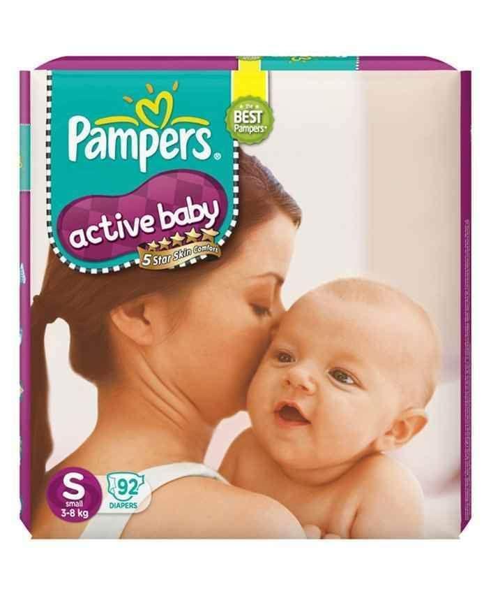 Pampers Small- Pack of 92 Active Baby NB Econ(3-8 Kg)