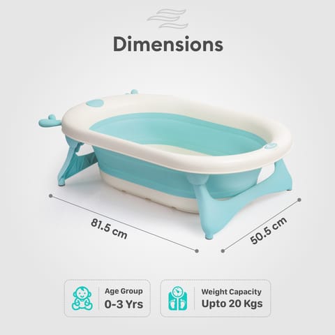 R for Rabbit Bubble Double Aqua Baby Bath Tub Compact Fold & Portable Blue
