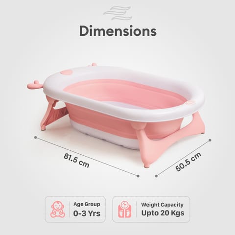 R for Rabbit Bubble Double Aqua Baby Bath Tub Compact Fold & Portable Pink