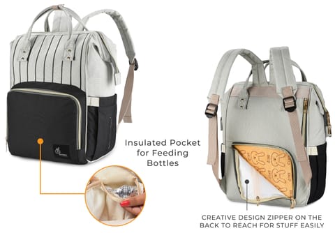 Caramello Diaper Bag Smart And Fashionable Diaper Bag For Moms  Black Strips