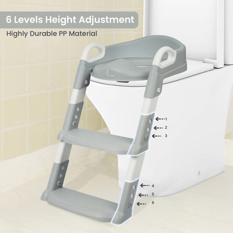 R for Rabbit Hilltop Potty Step Stool Grey White