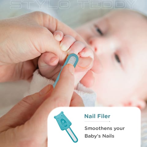 Stylo Teddy Baby Manicure Set Nail Cutter & Nail Filer, Scissor, Tweezer, Ear Pick Blue