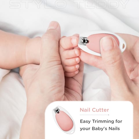 R for Rabbit Stylo Teddy Baby Manicure Set Nail Cutter & Nail Filer, Scissor, Tweezer, Ear Pick Pink