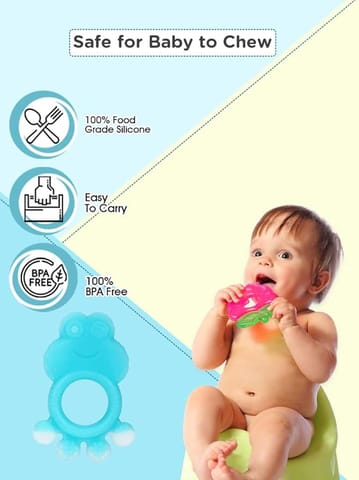 Mee Mee Silicon Baby Teether for Teething Gums, Teething Toy with Muti-Textured for Infants and Babies (Single Pack, Blue)