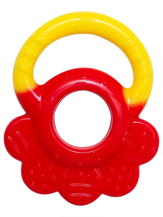 Mee Mee Multi-Textured Silicone Teether (Single Pack, Red, Yellow)