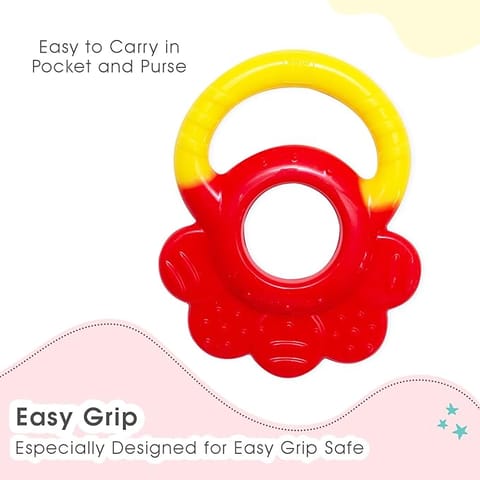 Mee Mee Multi-Textured Silicone Teether (Single Pack, Red, Yellow)