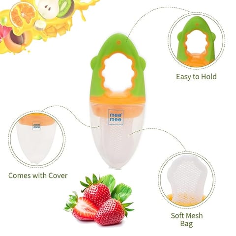 Mee Mee Fruit and Food Nutritional Feeder with Soft Mesh Sack (Orange/Green)