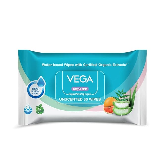 Vega BABY BABY 99% PURE WATER WIPES PACK OF 30 - TRAVEL PACK
