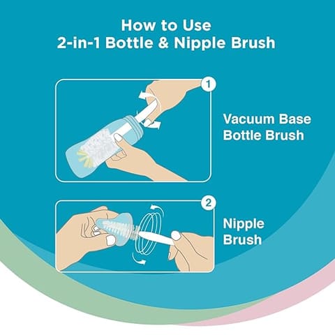 Vega BABY 2 IN 1 BOTTLE & NIPPLE BRUSH