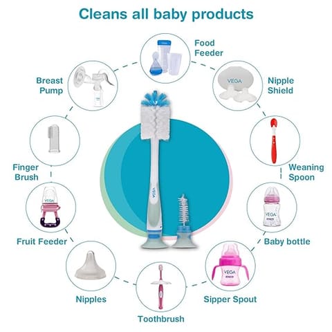 Vega BABY 2 IN 1 BOTTLE & NIPPLE BRUSH