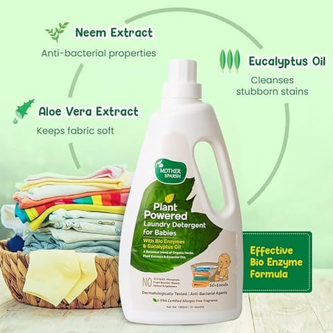 Mother Sparsh Plant Powered Laundry Detergent For Babies-1-Ltr