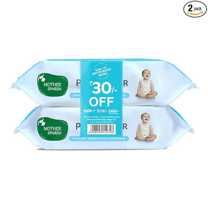 99 Percent Pure Water Unscented Baby Wipes Combo -2X72Pcs