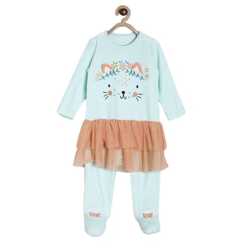 MINI KLUB BABY GIRLS BLUE SLEEP SUIT