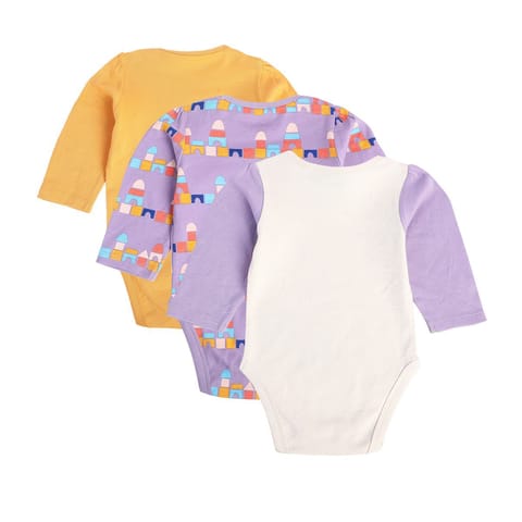 MINI KLUB NEW BORN AND BABY GIRLS ORANGE/PURPLE/BEIGE BODY SUIT