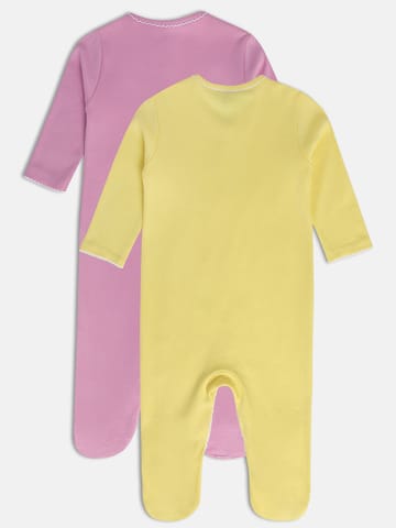 MINI KLUB NEW BORN AND BABY GIRLS PURPLE/YELLOW SLEEP SUIT