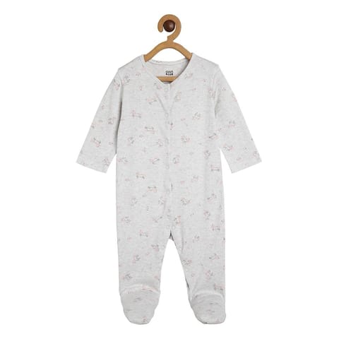 MINI KLUB NEW BORN AND BABY GIRLS WHITE/GREY SLEEP SUIT