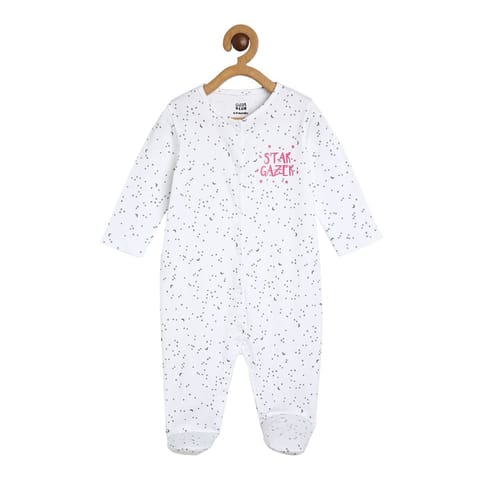 MINI KLUB NEW BORN AND BABY GIRLS WHITE/GREY SLEEP SUIT