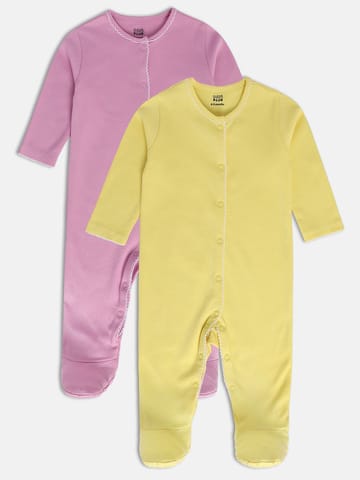 MINI KLUB NEW BORN AND BABY GIRLS PURPLE/YELLOW SLEEP SUIT