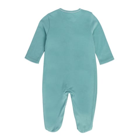 MINI KLUB NEW BORN AND BABY GIRLS LILAC/ DULL GREEN SLEEP SUIT