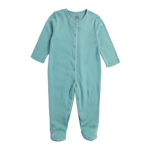 MINI KLUB NEW BORN AND BABY GIRLS LILAC/ DULL GREEN SLEEP SUIT