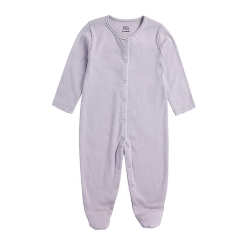 MINI KLUB NEW BORN AND BABY GIRLS LILAC/ DULL GREEN SLEEP SUIT