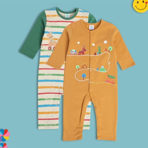 MINI KLUB NEW BORN AND BABY BOYS MUSTARD/BEIGE ROMPER